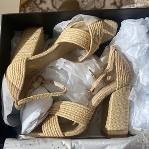 House of Harlow x Revolve Cava Heels in Natural, Size 6. Never worn.